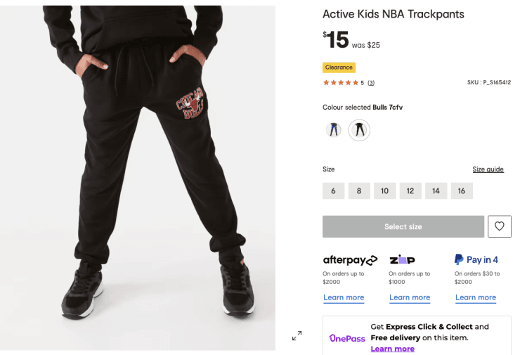 Kmart: Active Kids NBA Trackpants, now $15